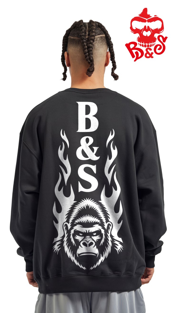 Sudadera “B&S Inferno” — Vertical Flame Gorilla